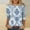 Blue, variant on Plus Size 3/4 Sleeve Tops for Women,Women Fashion Casual Printed Round Neck Three Quarter Sleeve 3/4 Sleeve T-shirt Loose Blue XL