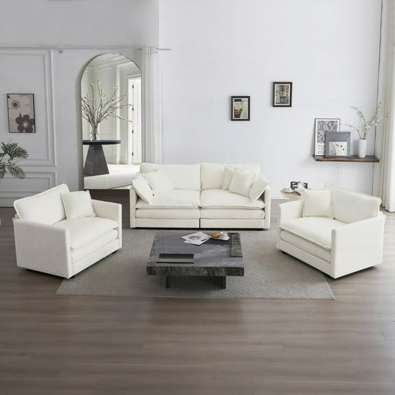 3 Piece Sofa Set with Premium Chenille & Flex Combo | Space Saving