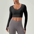 thumbnail image 2 of Dagugfen Workout Tops for Women Long Sleeve Crewneck Lightwieght Stretchy Spandex Quick Drying Crop Tops Gym Athletic Tops, 2 of 5