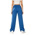 thumbnail image 3 of Vivianyo HD Women's Pluse Size Smooth Knit Straight Trousers, Womens Fall Elastic Pull On Waist Full Length Casual Bottoms with Side Pockets, Women's Light Blue, Sizes S-5XL, 3 of 7
