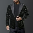 thumbnail image 2 of UVEASISHA Men's Sequin Tuxedo Jacket 2025 Fashion Slim Fit Cocktail Party Blazer Jackets Sparkly Single Breasted Lapel Suit Jacket for Prom Dinner Clearance Sales Today,Black,XL, 2 of 4