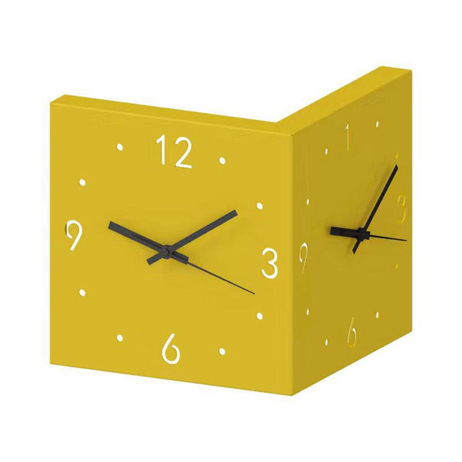 Double Sided Wall Clock, Corner Clock Night Light, Decorative Clocks, Nordic Wall Hanging Clocks with Light for Living Room Wall Decoration White