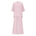 thumbnail image 4 of Roncen Women's Button-Back Top & Wide-Leg Pants Set - Three-Quarter Sleeve Coordinated Outfit with Back Button Details, Pockets & Sleeveless Round Neck Shirt, 4 of 6