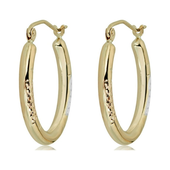 AVORA 14K Yellow Gold Three-Tone Hoop Earrings