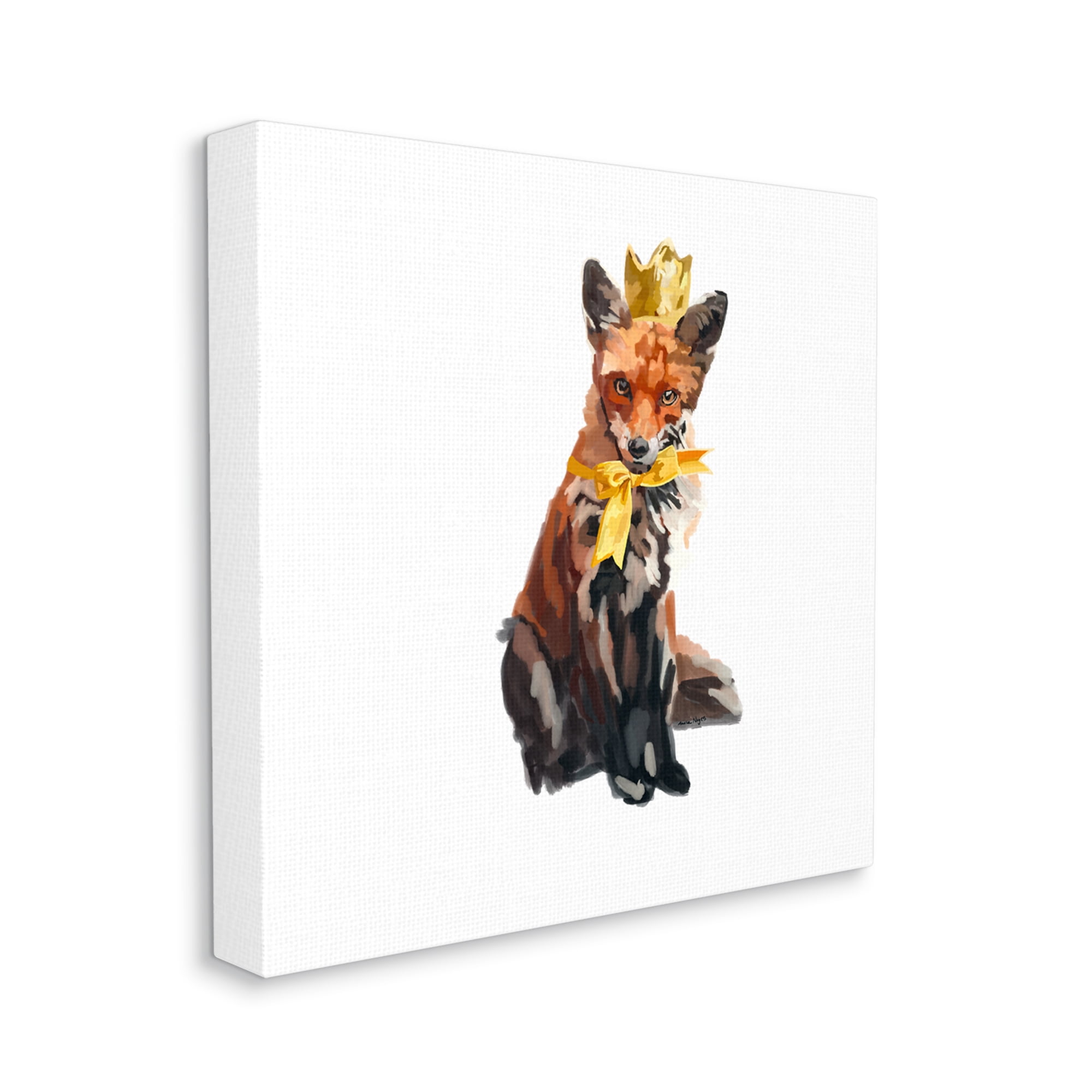 Stupell Industries Royal Fox with Crown Animals & Insects Painting Gallery Wrapped Canvas Art Print Wall Art, 24 x 24