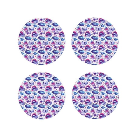 

Leather Coasters Set of 4 - crystal Skull record lips Lightweight Non-Slip Drink Coasters for Desk Anti-Scalding Desk Cup Coasters for Office Table Decor Round Shape