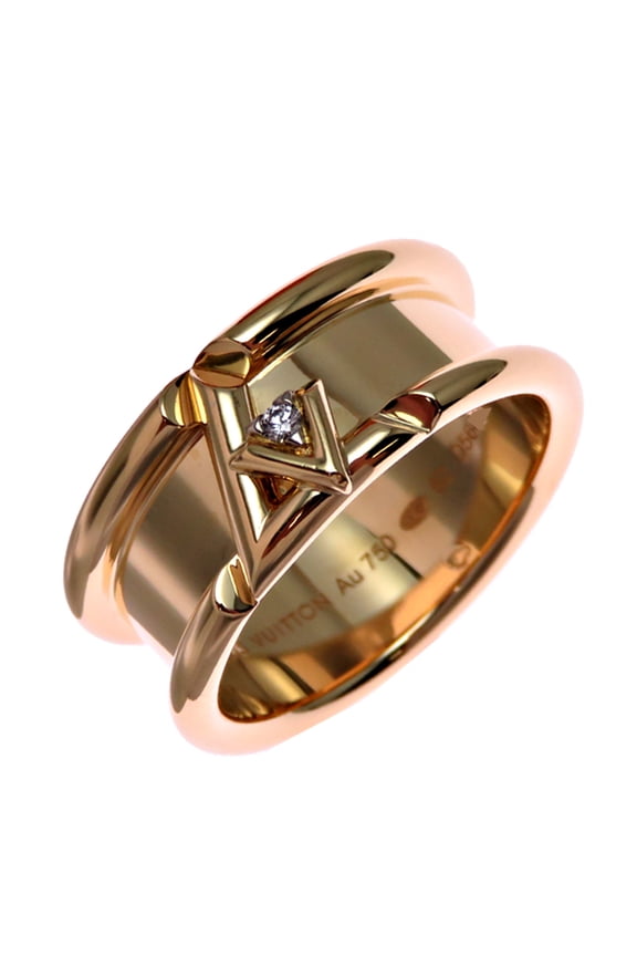 Pre-Owned Louis Vuitton #62 Diamond Vault One Men's Ring Q90580 750 Yellow Gold