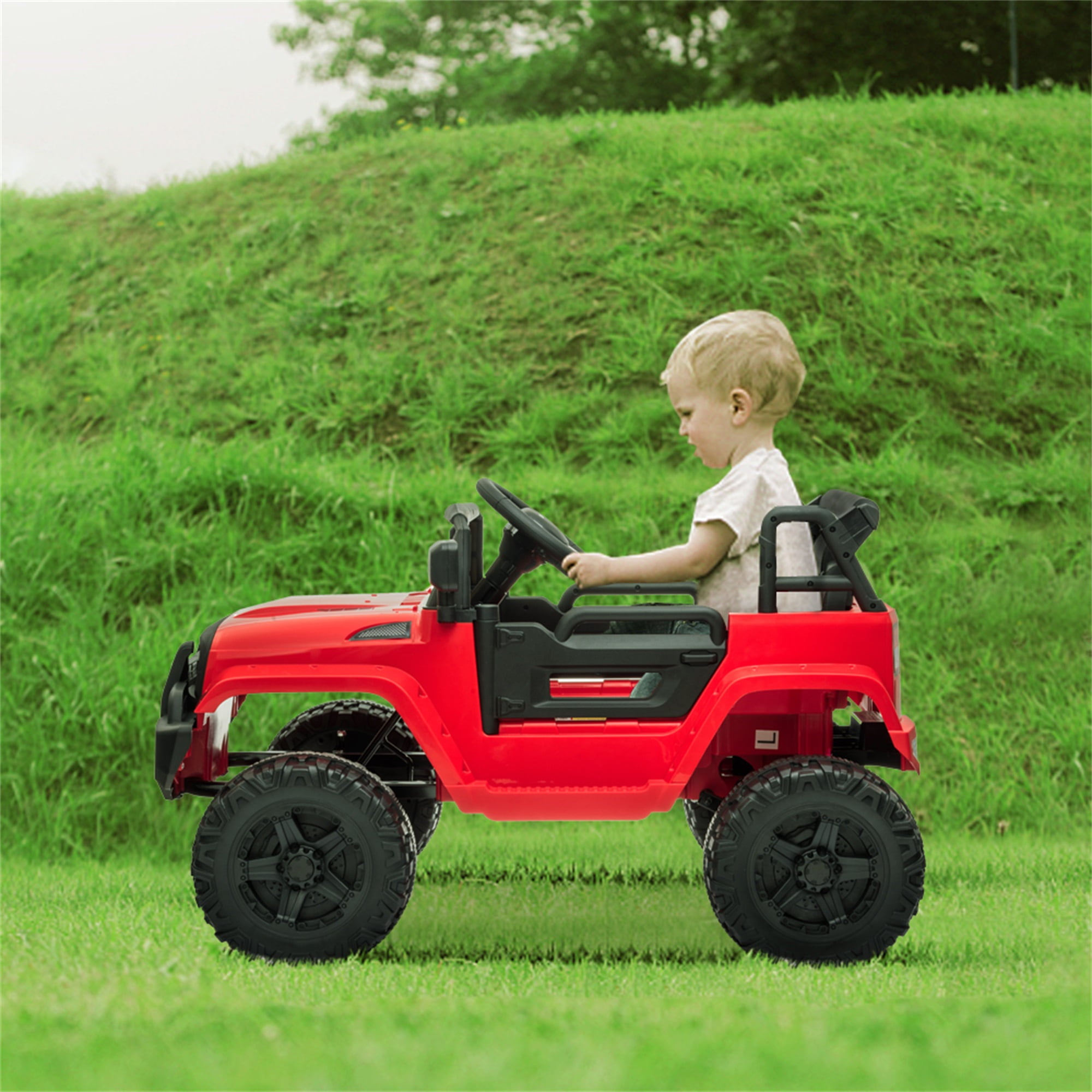 CIPACHO 12V Powered Dual Drive Ride On Car, Electric Kids Car with 2.4G Remote Control, MP3 Player, Radio, USB Port, Red