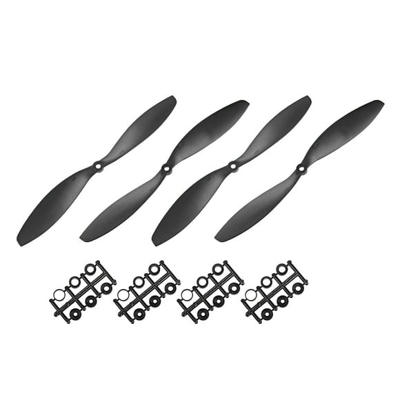 Hélices RC CW CCW 1147 11x4.7 Pulgadas 2-Van Fixed-Wing para Juguete de Avión, Nylon Negro 2 Pares con Anillo Adaptador