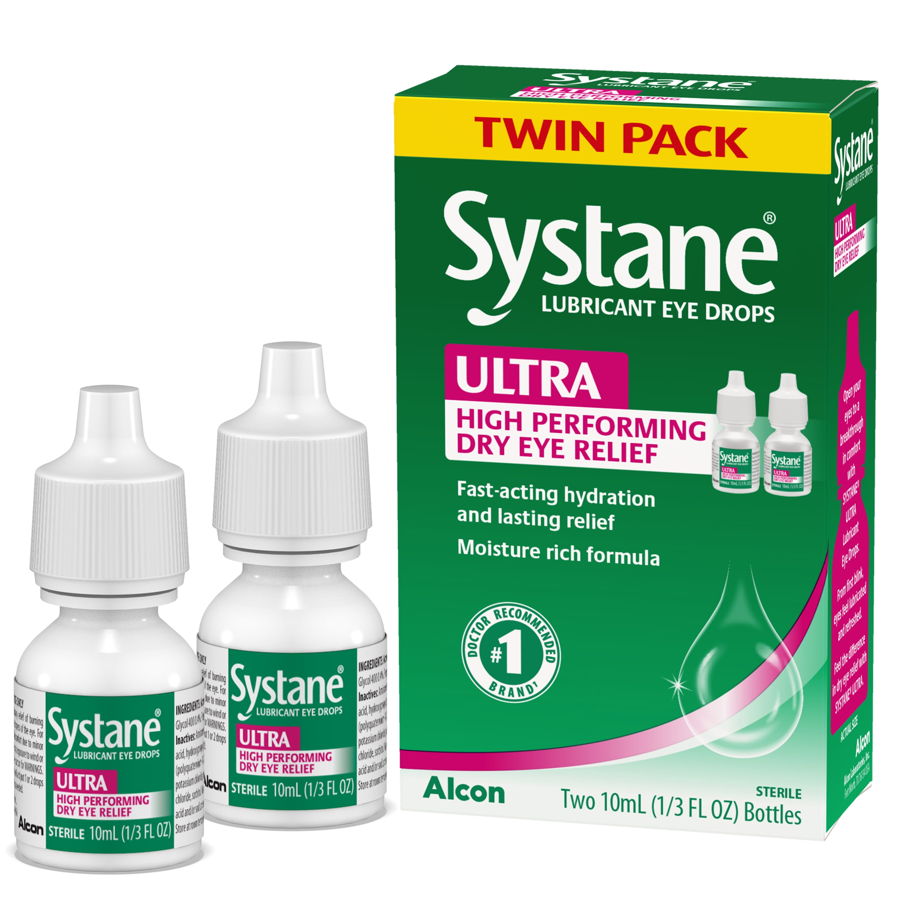 Systane Ultra Dry Eye Care Symptom Relief Eye Drops, Twin Pack