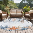 thumbnail image 4 of Round Rug 6Ft Washable Non-Slip, Blue Coastal Circle Area Rugs for Living Room Bedroom, Summer Beach Starfish Weeping Eucalyptus Ombre Indoor Floor Mats Carpet Runner for Home Decor Aesthetic, 4 of 8