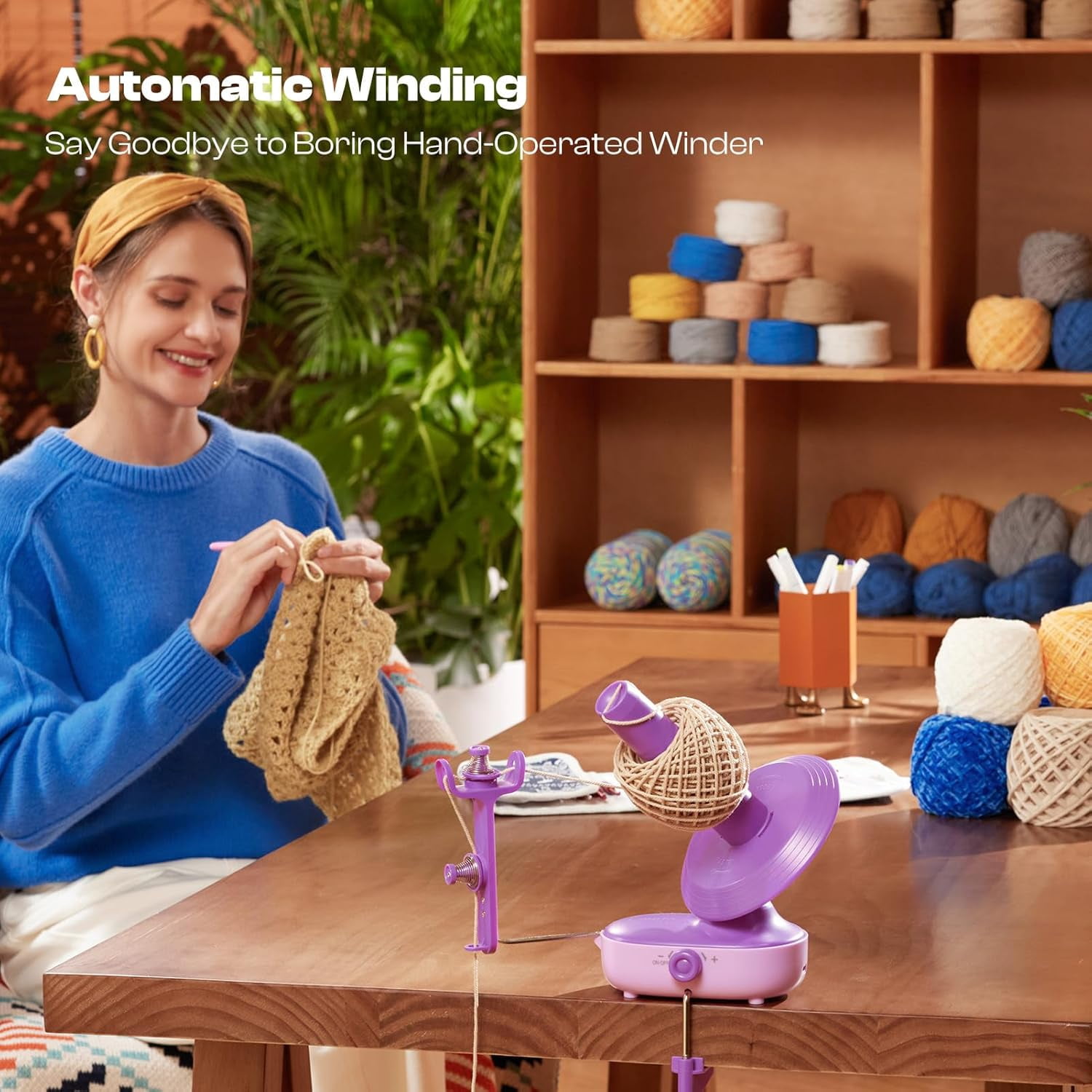 Yarn Winder,Upgraded Electric Yarn Ball Winder for Crocheting,10oz Large Capacity,Automatic Yarn Winder Machine for Various Types of Yarn