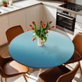 thumbnail image 2 of Blue Ombre Elastic Fitted Round Table Cover Gradient Gradual Color Waterproof Outdoor Tablecloth for Holiday Party, Picnic, Patio & Dining Fits Tables Up to 36"-44", 2 of 8