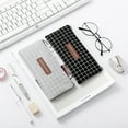 thumbnail image 5 of Plaid Dot Pattern Zipper Pen Bag Holder Pencil Case Stationery Storage Pouch Gray Canvas, 5 of 8