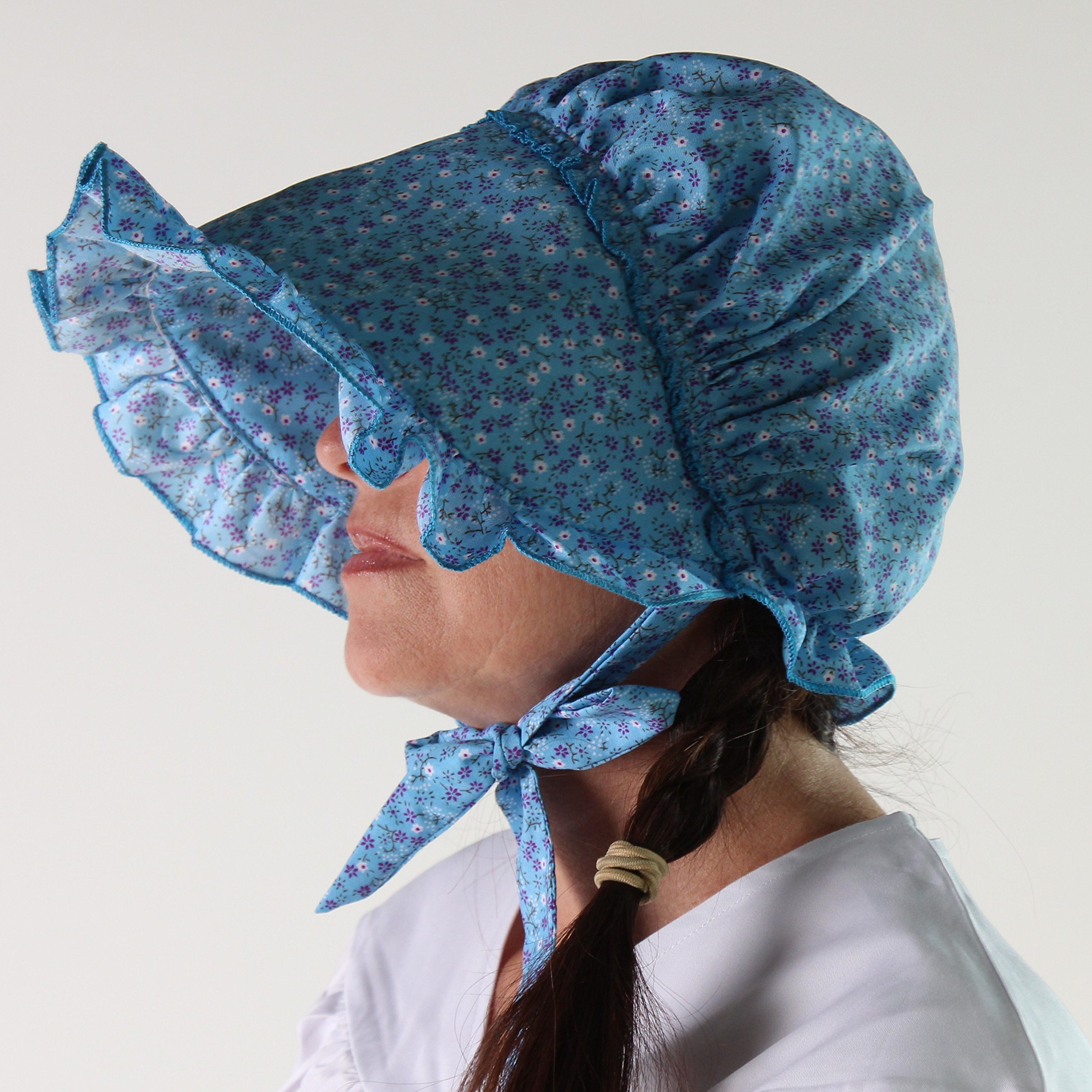 Making Believe Girls Deluxe Bonnet (Girls 4-8 years, Blue Calico)