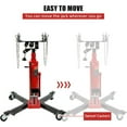 thumbnail image 2 of 2-Stage Hydraulic Telescopic Transmission Jack, 1100 lbs Capacity, 33.5"-69" Lift Range, Foot Pedal, 360° Swivel Wheels, Red, 2 of 9