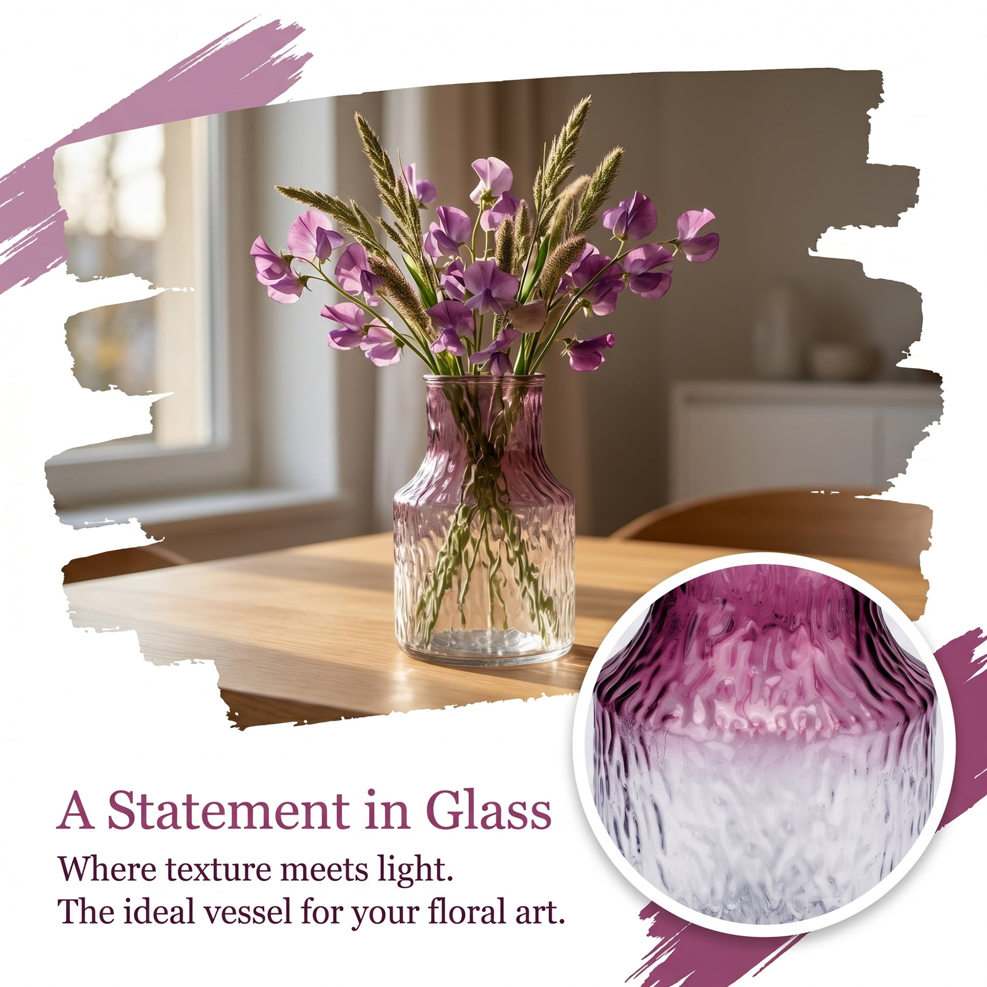 Unique Bargains Modern Geometric Wide Mouth Thickened Flower Vase Purple 5.3"x5.3"x8.3"