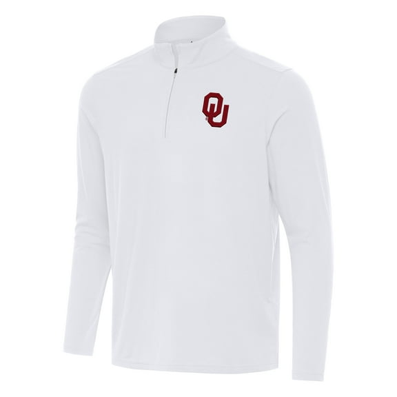 Men's Antigua White Oklahoma Sooners Intent Quarter-Zip Top