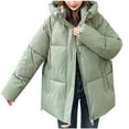 thumbnail image 5 of Pounoo Cropped Puffer Jackets for Women Waterproof Quilted Down Long Sleeve Coat Zip Up Jackets with Hooded Winter Warm Padded Short Coats, 5 of 6