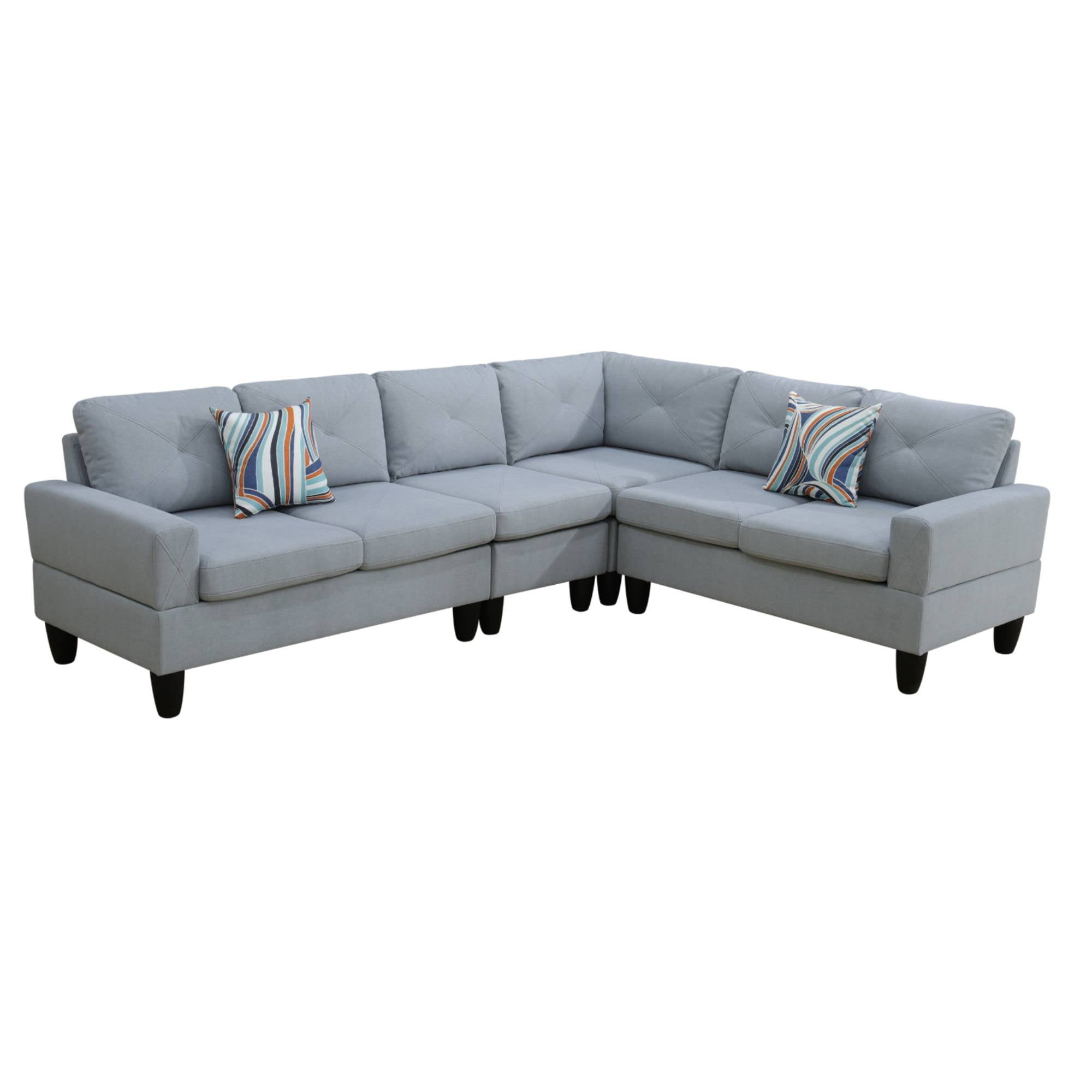 L Shaped Sofa Couch U Shaped Sectional Corner Sofa 6-Seater Furniture Modular Couches for Living room, Grey