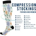 thumbnail image 4 of FREEAMG Purple Flower Compression Socks for Women&Men Circulation-Best Support for Nurses,Running,Athletic-2 Pairs, 4 of 7