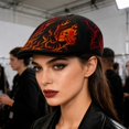 thumbnail image 5 of YYDENG Gothic Embroidered Newsboy Cap Flat Brim Beret Hat Soft Polyester Unisex Ivy Cap Vintage Retro Flat Cap For Daily Streetwear Party Holiday Casual Wear, 5 of 6