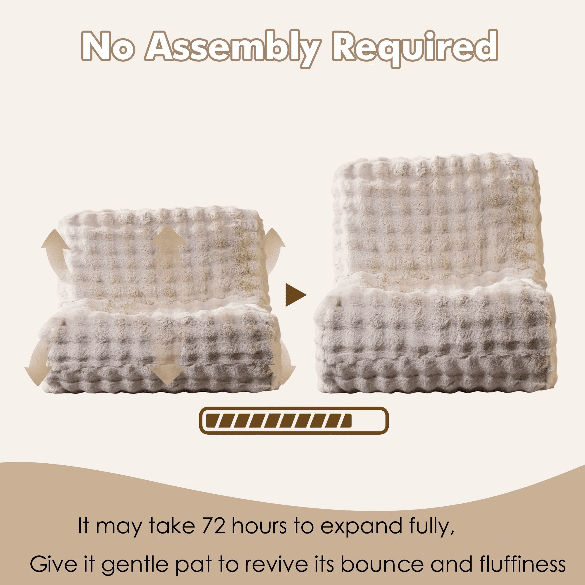 Vcatnet Bean Bag Chair for Adults, Giant Bean Bag Sofa Couch with Memory Foam, Upholstered Lazy Floor Sofa for Living Room, Bedroom, Apartment, Beige