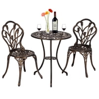 Zimtown 3 Piece Patio Outdoor Patio Furniture Tulip Design Setting Cast Bistro Set
