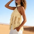 thumbnail image 2 of Wo-Fusoul Top for Women, Neck Sleeveless Ruffle Sheer Mesh Solid Color, Halter Vest, 2 of 4
