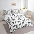 thumbnail image 3 of Feelyou Teens Black Bowknot Bedding Comforter Set 7 Pieces, Cycle Polkadot Abstract Full Bedding Set, Modern Fashion Ribbon Reversible Fitted Sheet Flat Sheet, Breathable Home Decor, 3 of 7