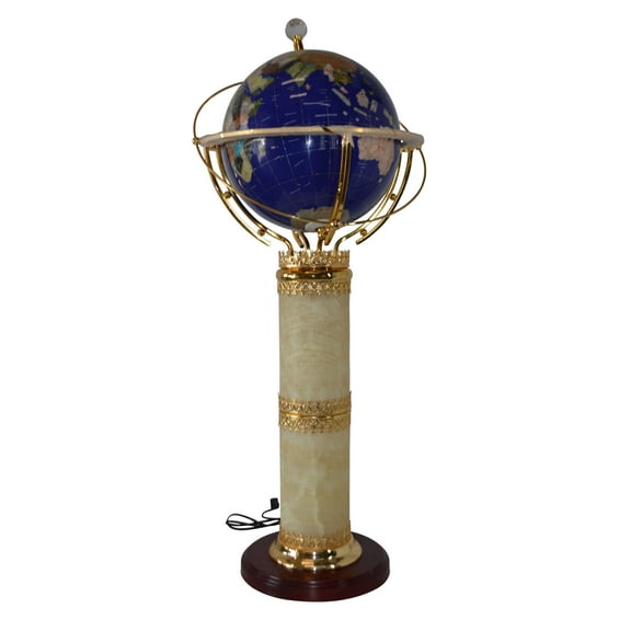 Illuminated Blue - World Globe Rotated by motor - Size: 19" x 19" x 42"H
