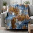 thumbnail image 2 of Blue Brown Abstract Blanket Soft Cozy Warm Throw Blanket for Couch, Plush Fuzzy Flannel Fleece Blankets for Sofa, Gradient Vintage Oil Painting Modern Art Bed Blankets Gifts for Men, 50"x80", 2 of 9