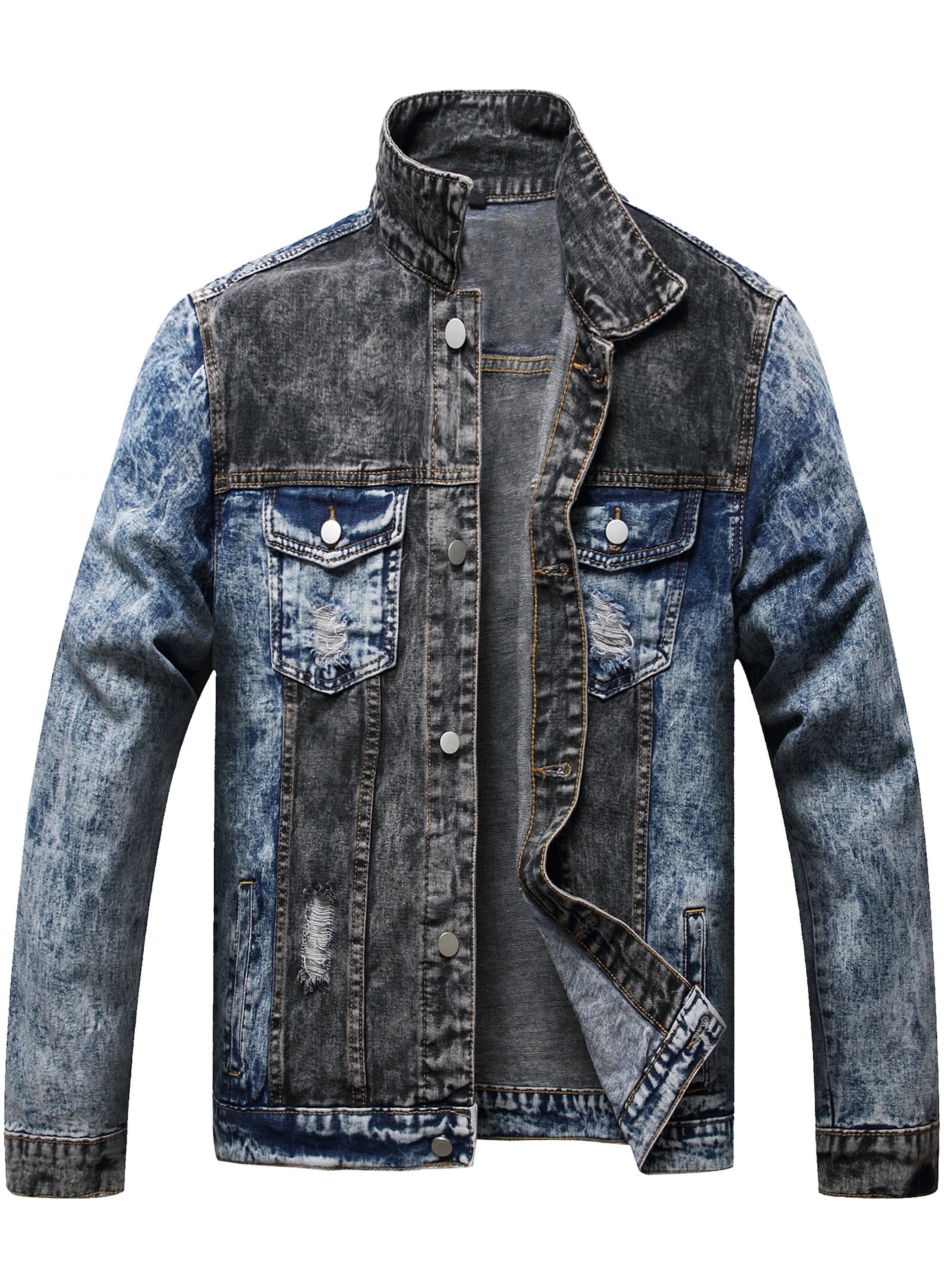 Mens Black Distressed Jean Jacket Discount clc.cet.edu