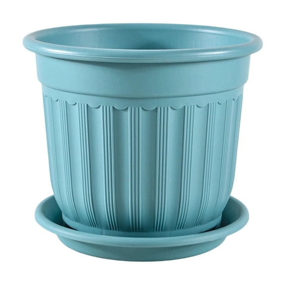 Fareti Planter Pots for Plants Indoor Outdoor, 8*7 Inch Plastic Flower Pots with Saucer and Drainage Holes, Modern Garden Planters for Planting Medium Large Plants