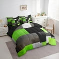 thumbnail image 3 of Feelyou Green Square Geometric Twin Bedding Sets 7-Piece, Vintage Artwork Abstract Bedding Comforter Set, Chic Rectangle Reversible Sheet Sets, Super Cozy Room Decor, 3 of 7