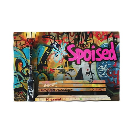 

Placemats Set of 6 Graffiti Lamp Urban Scene Place mats for Dining Table Indoor/Outdoor Cute Heat Resistant Washable Table Mats(18 x 12 )