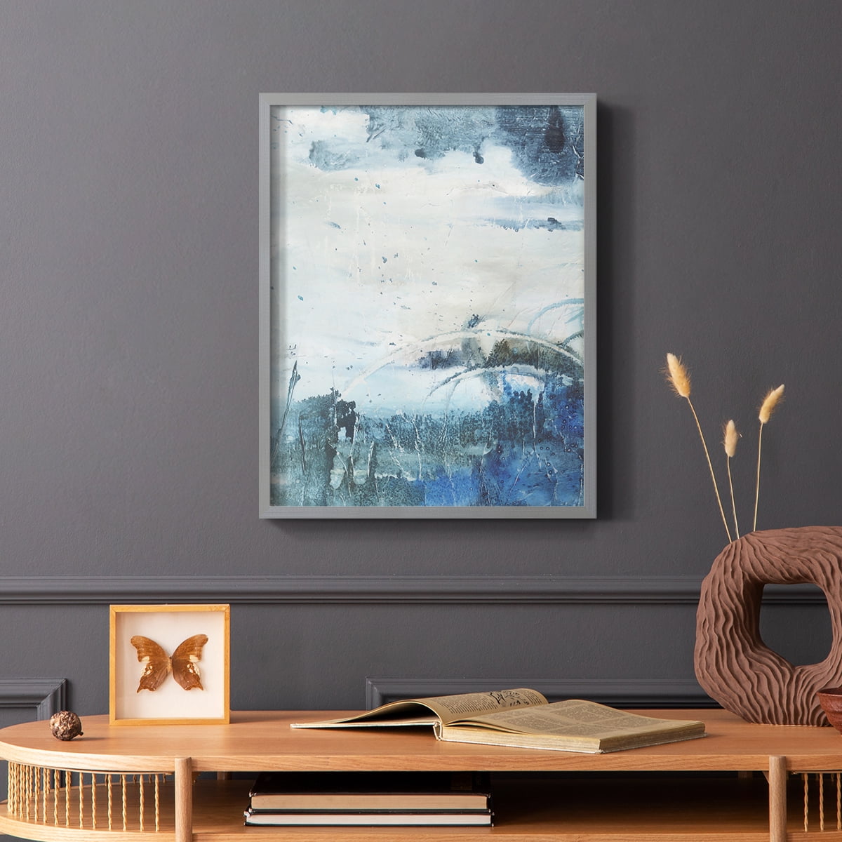 Coastal Seas II Framed Print in Gray Solid Wood Framed Print No Nail Hanging