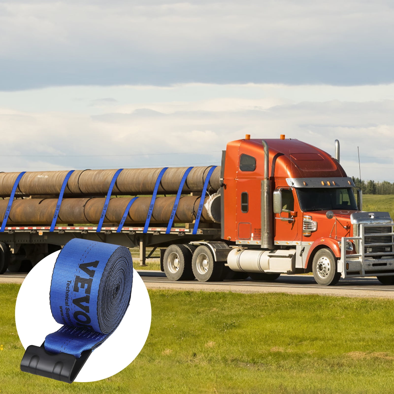 BENTISM Truck Straps Winch Straps 4" x 30' with Flat Hook for Towing 10