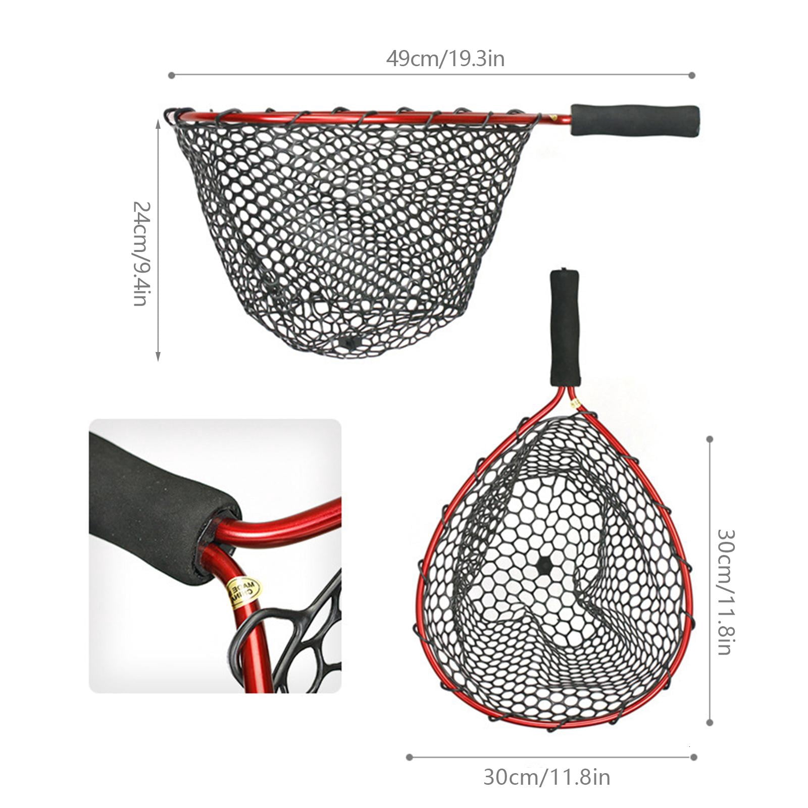 Yihuala Fishing Net Landing Net, Aluminum Handle EVA Grip Silicone Dip Fishing Net for Freshwater Saltwater Fly Fishing Net