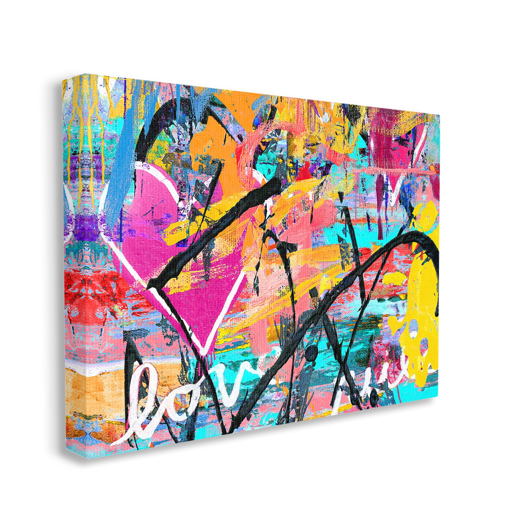 Stupell Industries Vivid Love Graffiti Collage Abstract Painting Gallery Wrapped Canvas Art Print Wall Art, 48 x 36