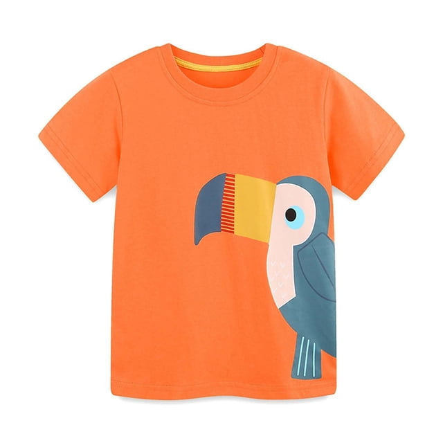 SGFCWSX T-Shirt Graphique pour Garçons, Col Rond Manches Courtes Coton Été Décontracté Chandail T-Shirt Orange 7-8T