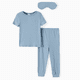 thumbnail image 1 of PatPat Pijamas ajustados sólidos de bambú viscosa para niños pequeños en set de 3 piezas con máscara para dormir, 1 of 3