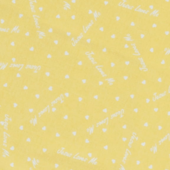 Sunshine Yellow Jesus Loves Me 100% Cotton Fabric by the Yard Made in USA