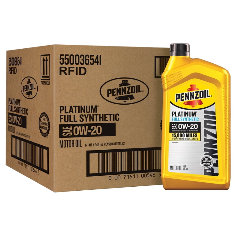 4 pack) Pennzoil Platinum Full Synthetic 0W-20 Motor Oil, 1-Quart