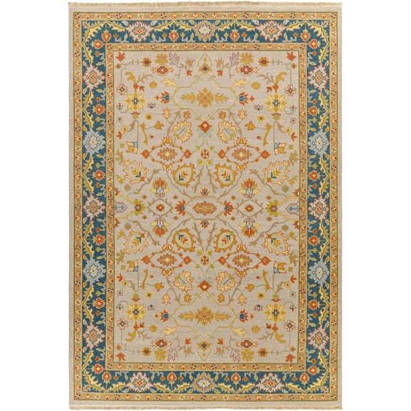 BoutiqueRugs Yenimahalle Farmhouse Area Rug - Beige, Burnt Orange, Ice Blue - 2' x 3'