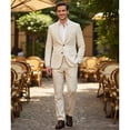thumbnail image 3 of HBDesign Men's 2 Piece Linen Suit Slim Fit Summer Wedding Business Casual Blazer Pants Set, 3 of 7