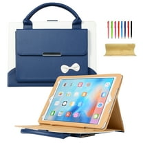 TECH CIRCLE for iPad Pro 11" / iPad Air 5th/4th Gen 10.9" Case 2024/2022/2021/2020/2018, Cute Bowknot PU Leather Protective Case with Auto Sleep Wake/Adjustable Stand Angles/Top Handle/Pocket, Blue