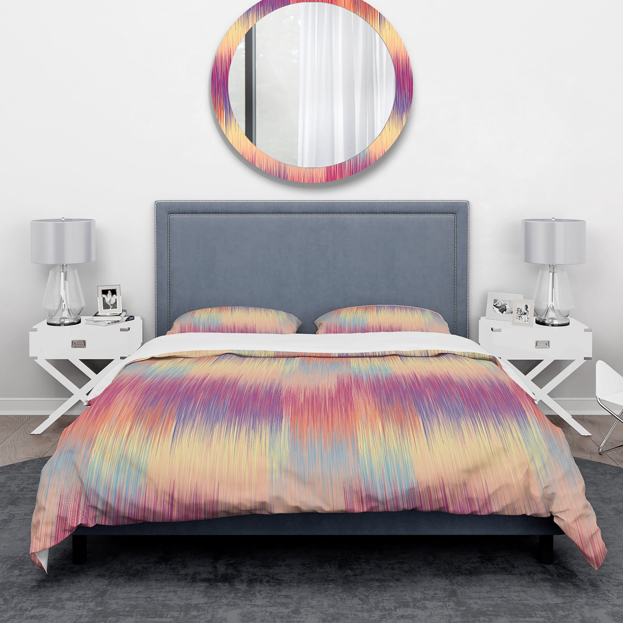 Designart 'Grunge Stripes Pattern in Colors' Modern Duvet Cover Set