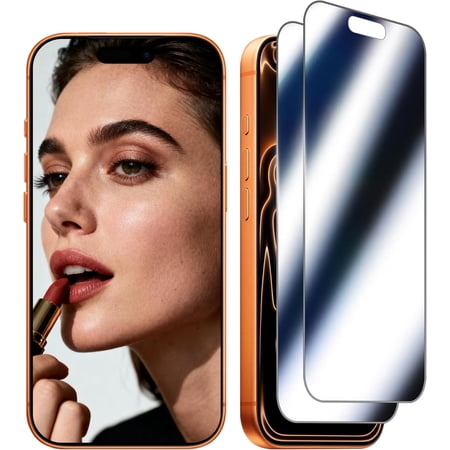 UYWGF-2 Pack Mirror Screen Protector for iPhone 17 Pro Privacy Tempered Glass Mirrored Effect Anti-Spy Easy Installation Frame Full Coverage Shatterproof Anti-Scratch Anti-Bubble (6.3 inch Silver)