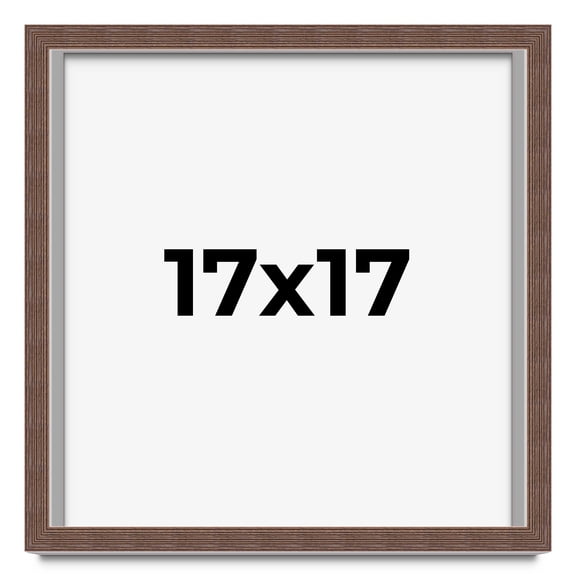 17x17 Shadow Box Frame Brown | 1.125 inches Deep Real Wood Rustic Shadowbox Display Frame | UV